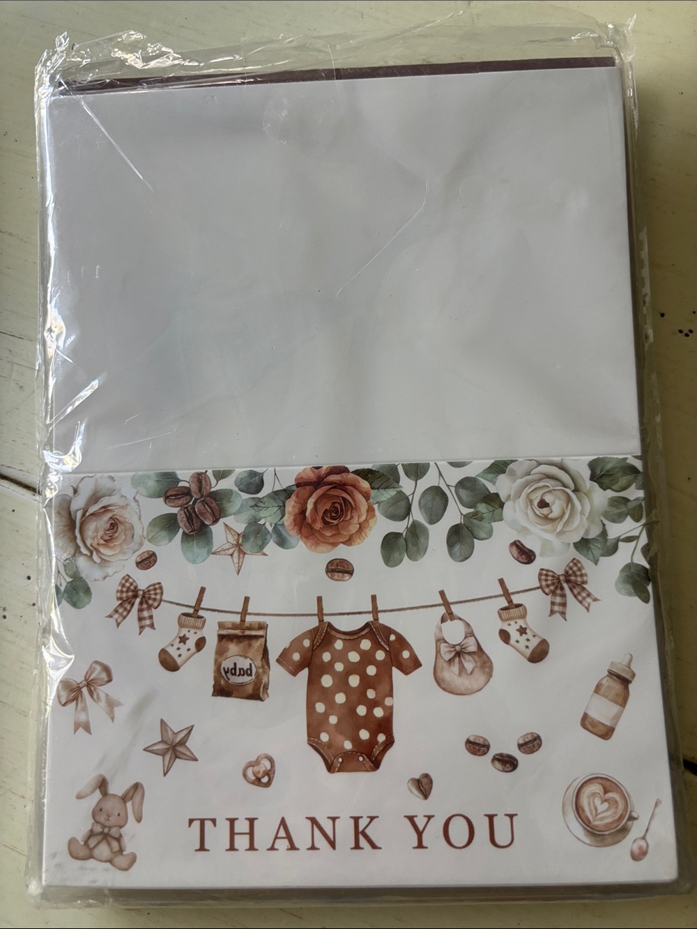 Brown Floral Baby Shower Thank You Cards - Classic Design 24 pack